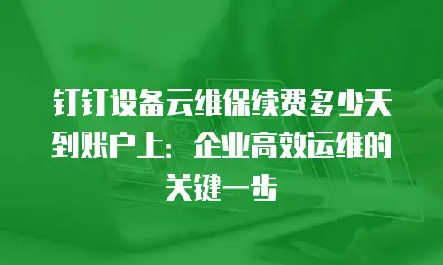 钉钉设备云维保续费多少天到账户上：企业高效运维的关键一步