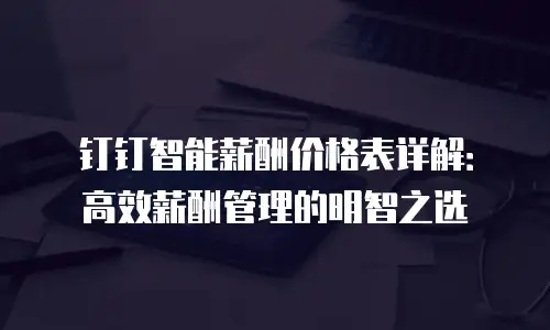 钉钉智能薪酬价格表详解：高效薪酬管理的明智之选