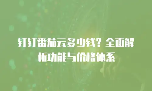 钉钉番茄云多少钱？全面解析功能与价格体系