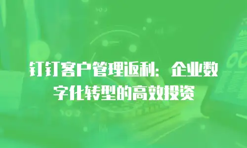 钉钉客户管理返利：企业数字化转型的高效投资