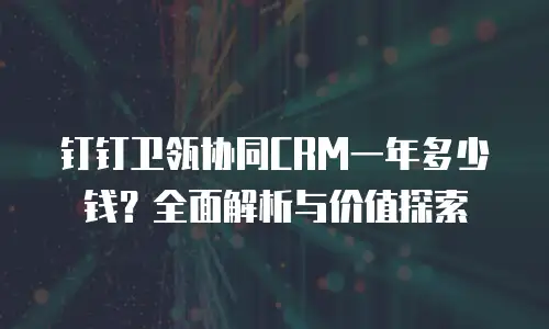 钉钉卫瓴协同CRM一年多少钱？全面解析与价值探索