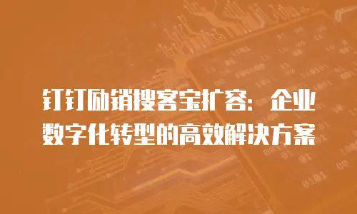 钉钉励销搜客宝扩容：企业数字化转型的高效解决方案