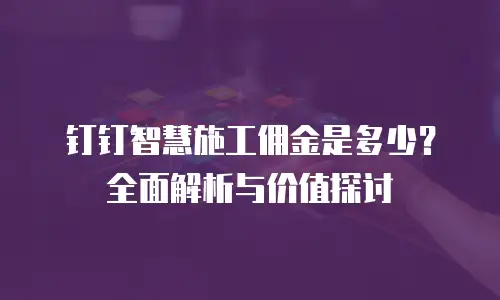 钉钉智慧施工佣金是多少？全面解析与价值探讨