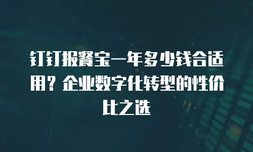 钉钉报餐宝一年多少钱合适用？企业数字化转型的性价比之选