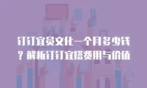 钉钉宜员文化一个月多少钱？解析钉钉宜搭费用与价值