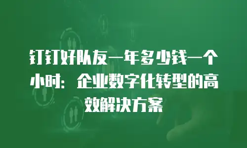 钉钉好队友一年多少钱一个小时：企业数字化转型的高效解决方案
