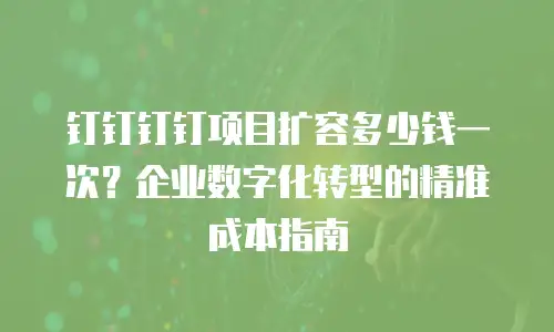 钉钉钉钉项目扩容多少钱一次？企业数字化转型的精准成本指南