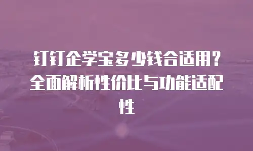 钉钉企学宝多少钱合适用？全面解析性价比与功能适配性