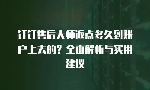 钉钉售后大师返点多久到账户上去的？全面解析与实用建议