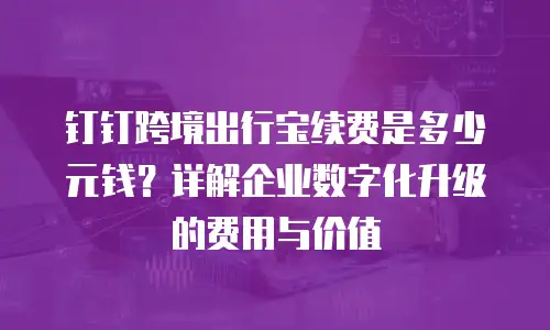 钉钉跨境出行宝续费是多少元钱？详解企业数字化升级的费用与价值