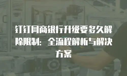 钉钉网商银行升级要多久解除限制：全流程解析与解决方案