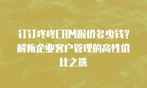 钉钉咚咚CRM报价多少钱？解析企业客户管理的高性价比之选