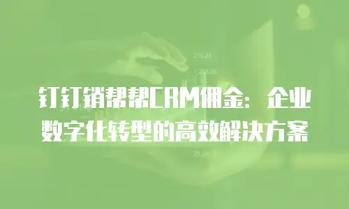 钉钉销帮帮CRM佣金：企业数字化转型的高效解决方案