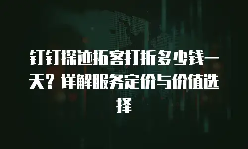 钉钉探迹拓客打折多少钱一天？详解服务定价与价值选择