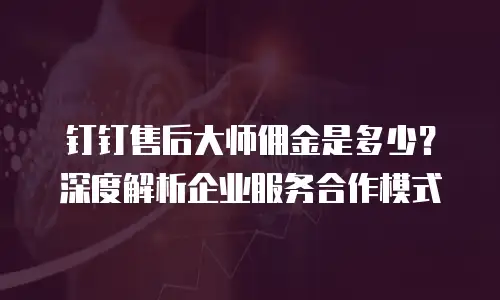 钉钉售后大师佣金是多少？深度解析企业服务合作模式