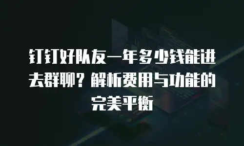钉钉好队友一年多少钱能进去群聊？解析费用与功能的完美平衡