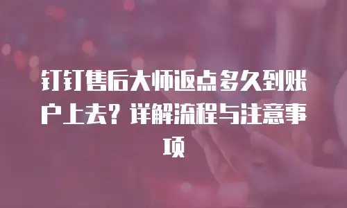 钉钉售后大师返点多久到账户上去？详解流程与注意事项