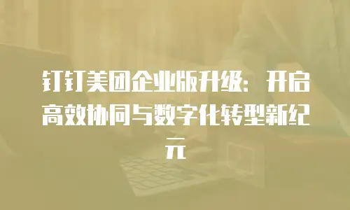 钉钉美团企业版升级：开启高效协同与数字化转型新纪元