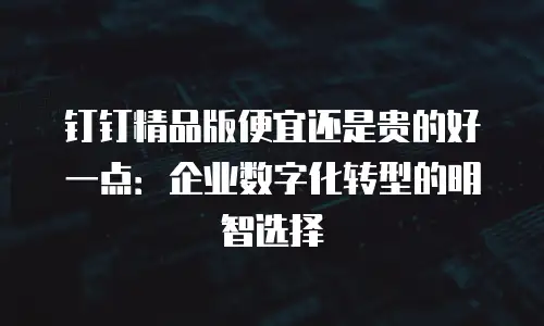 钉钉精品版便宜还是贵的好一点：企业数字化转型的明智选择