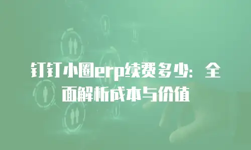 钉钉小圈erp续费多少：全面解析成本与价值