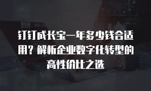 钉钉成长宝一年多少钱合适用？解析企业数字化转型的高性价比之选