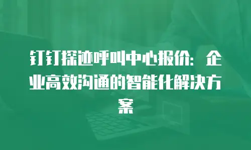 钉钉探迹呼叫中心报价：企业高效沟通的智能化解决方案
