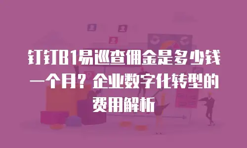 钉钉B1易巡查佣金是多少钱一个月？企业数字化转型的费用解析