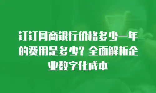 钉钉网商银行价格多少一年的费用是多少？全面解析企业数字化成本