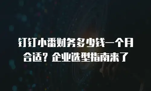 钉钉小番财务多少钱一个月合适？企业选型指南来了