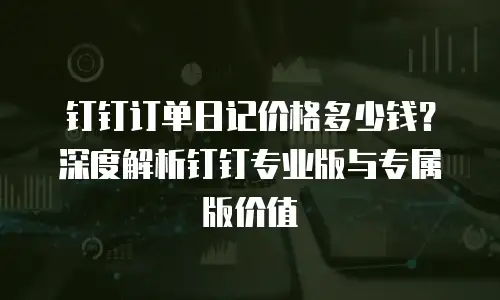 钉钉订单日记价格多少钱？深度解析钉钉专业版与专属版价值