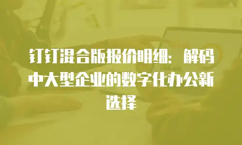 钉钉混合版报价明细：解码中大型企业的数字化办公新选择