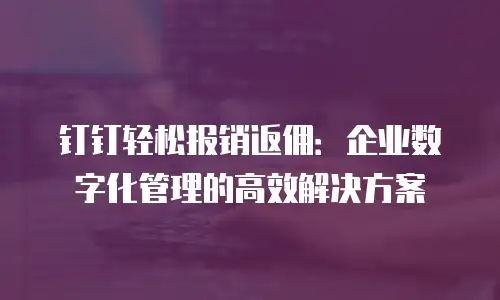 钉钉轻松报销返佣：企业数字化管理的高效解决方案