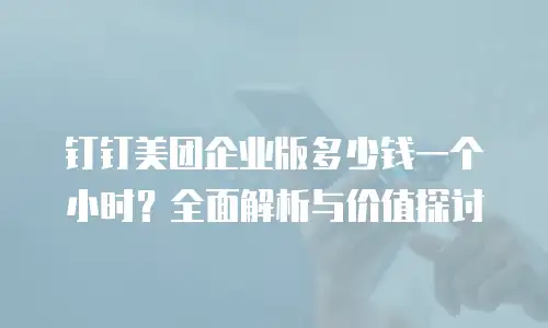 钉钉美团企业版多少钱一个小时？全面解析与价值探讨