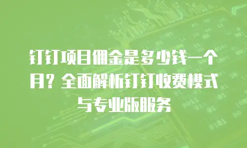 钉钉项目佣金是多少钱一个月？全面解析钉钉收费模式与专业版服务