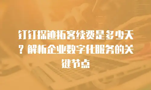 钉钉探迹拓客续费是多少天？解析企业数字化服务的关键节点