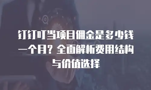 钉钉叮当项目佣金是多少钱一个月？全面解析费用结构与价值选择