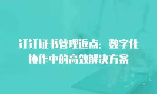 钉钉证书管理返点：数字化协作中的高效解决方案