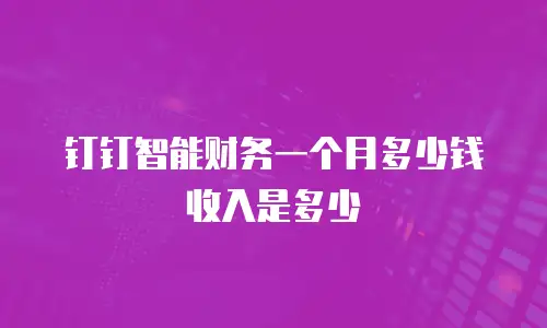钉钉智能财务一个月多少钱收入是多少