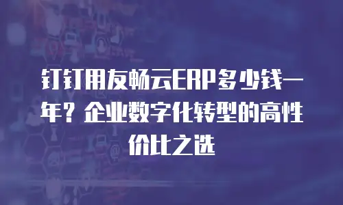 钉钉用友畅云ERP多少钱一年？企业数字化转型的高性价比之选