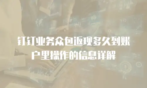 钉钉业务众包返现多久到账户里操作的信息详解