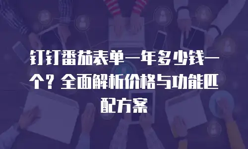 钉钉番茄表单一年多少钱一个？全面解析价格与功能匹配方案