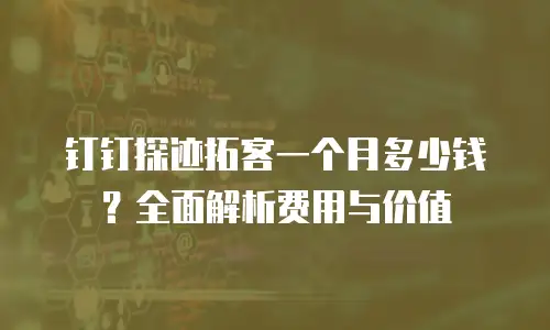 钉钉探迹拓客一个月多少钱？全面解析费用与价值