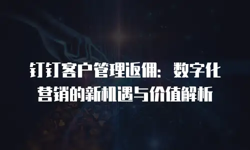 钉钉客户管理返佣：数字化营销的新机遇与价值解析