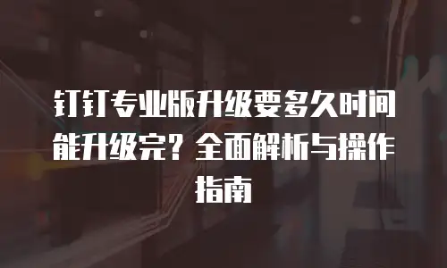 钉钉专业版升级要多久时间能升级完？全面解析与操作指南
