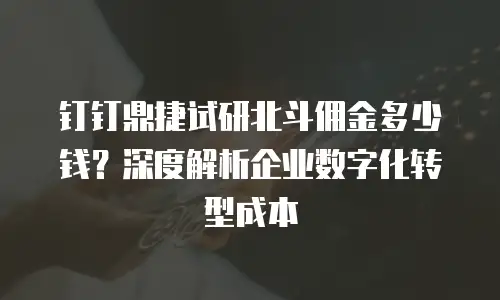钉钉鼎捷试研北斗佣金多少钱？深度解析企业数字化转型成本