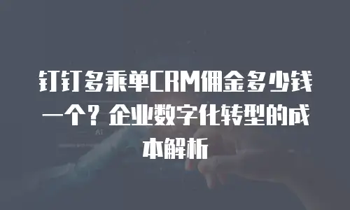钉钉多乘单CRM佣金多少钱一个？企业数字化转型的成本解析