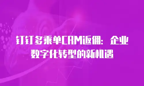 钉钉多乘单CRM返佣：企业数字化转型的新机遇