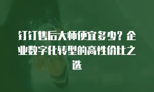 钉钉售后大师便宜多少？企业数字化转型的高性价比之选