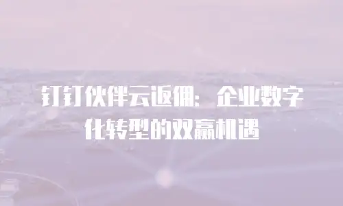 钉钉伙伴云返佣：企业数字化转型的双赢机遇