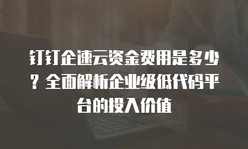 钉钉企速云资金费用是多少？全面解析企业级低代码平台的投入价值